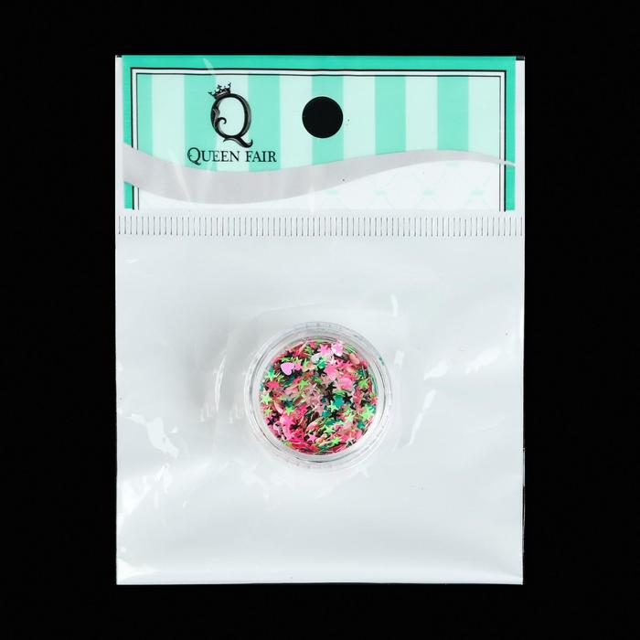 Пайетки для ногтей "Ассорти", 2гр, цвет розовый/зелёный/светло-зелёный/чёрный