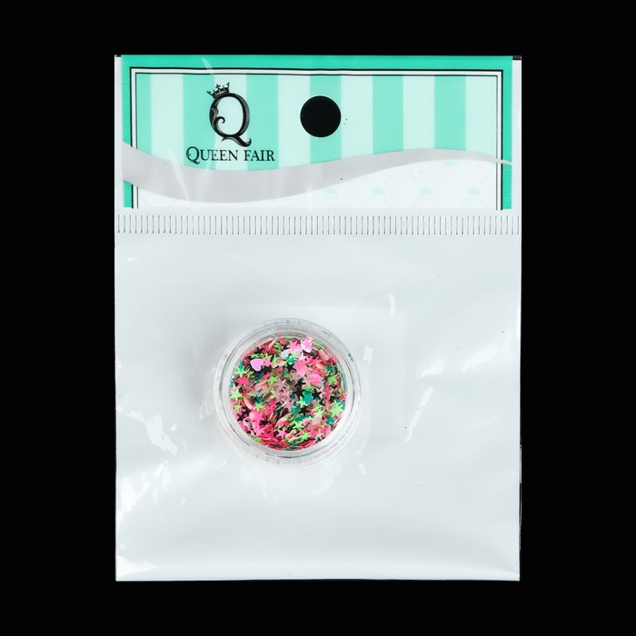 Пайетки для ногтей "Ассорти", 2гр, цвет розовый/зелёный/светло-зелёный/чёрный