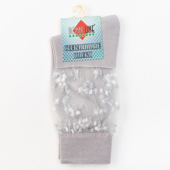 Носки женские стеклянные нжст2042 с люрексом цвет серый, р-р 23-25 (36-40)