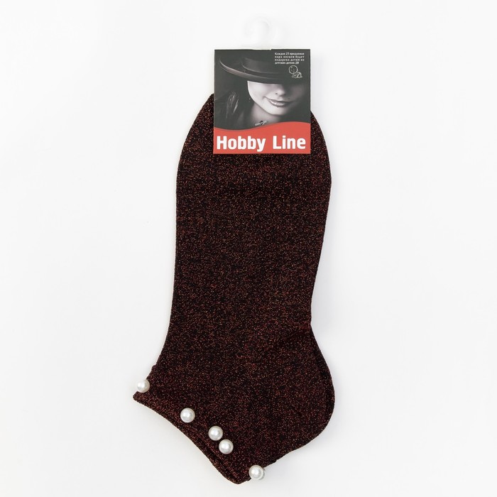 Носки женские Нжл2116 с люрексом и с бусинками цвет бордовый, р-р 23-25 (36-40)