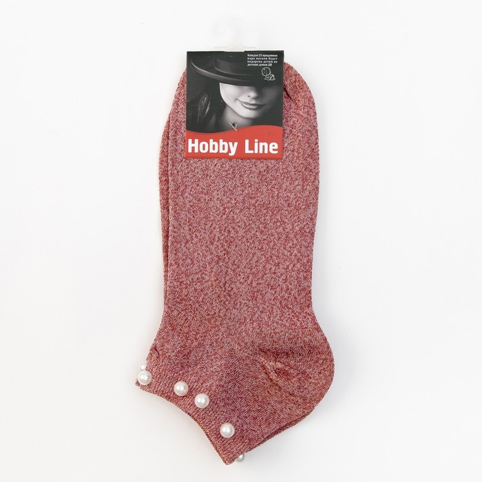 Носки женские Нжл2116 с люрексом и с бусинками цвет лиловый, р-р 23-25 (36-40)