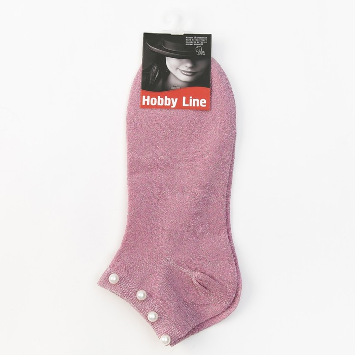 Носки женские Нжл2116 с люрексом и с бусинками цвет розовый, р-р 23-25 (36-40)