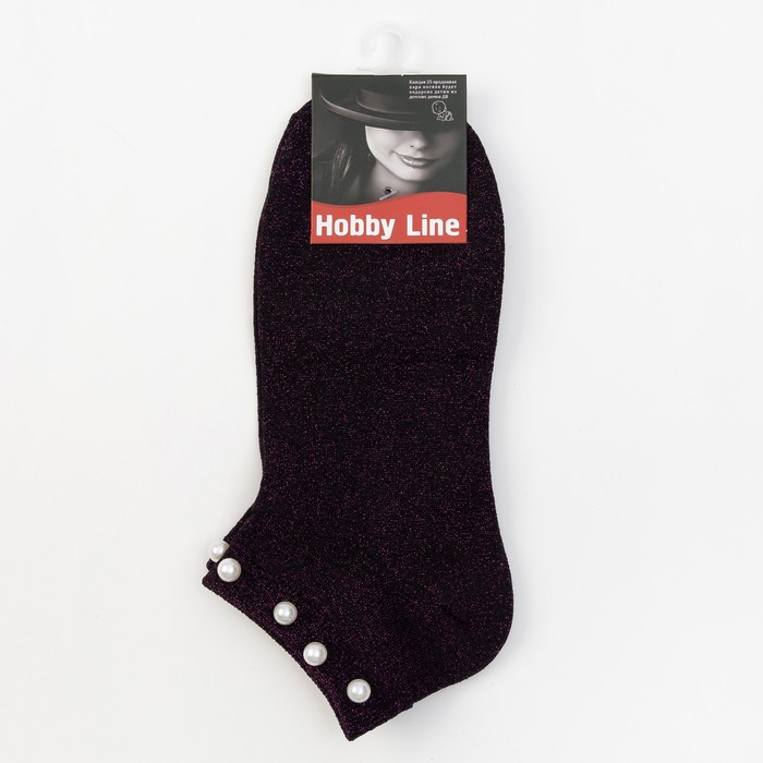Носки женские Нжл2116 с люрексом и с бусинками цвет фиолетовый, р-р 23-25 (36-40)