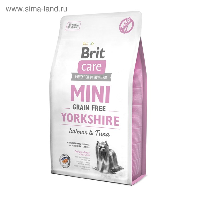 Сухие корма для собак  Сима-Ленд Сухой корм Brit Care MINI GF Yorkshire для йорков, беззерновой, 2 кг.