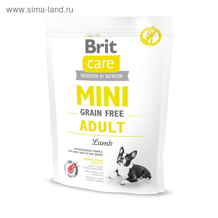 Сухие корма для собак Сухой корм Brit Care MINI GF Adult Lamb для собак мини-пород, беззерновой, 400 г.
