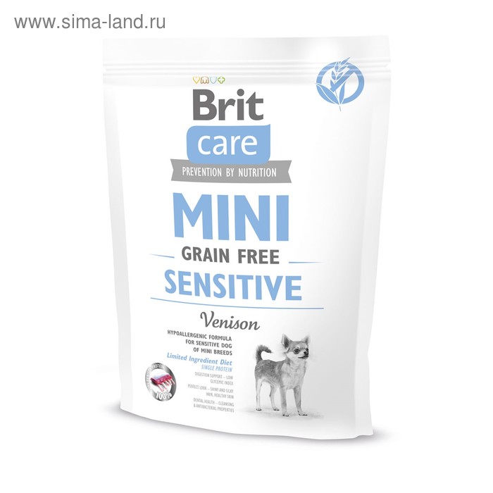 Сухие корма для собак Сухой корм Brit Care MINI GF Sensitive для собак мини-пород, беззерновой, 400 г.