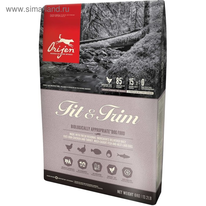 Сухой корм Orijen Fit&Trim Dog 85/15 для собак, облегченный, 6 кг.