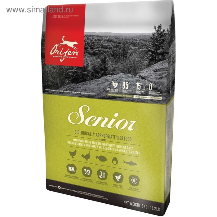 Сухой корм Orijen Senior Dog 85/15 для собак старше 6 лет, 6 кг.