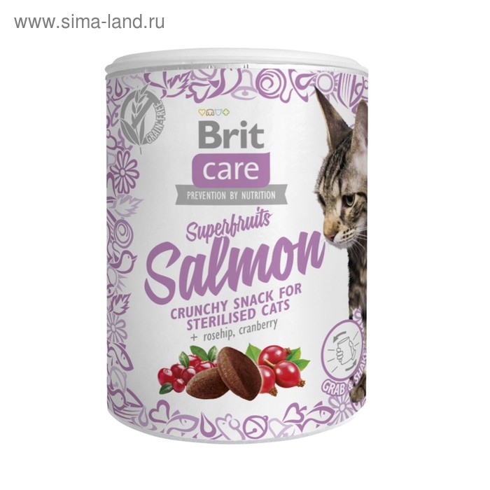 

Лакомство Brit Care Superfruits Salmon steril для стерилизованных кошек, лосось, 100 г