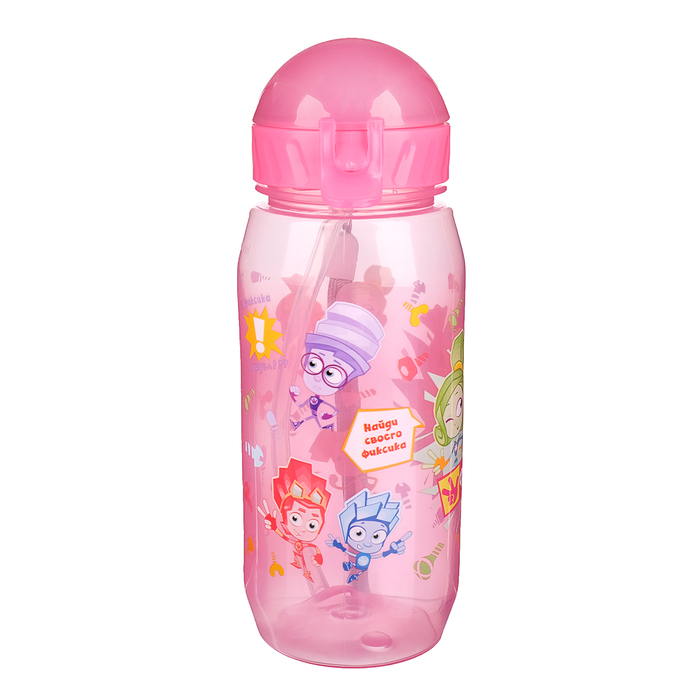 Поильник с трубочкой детский «Фиксики. Верта + Симка» (мультяшки), 400 мл, на ремешке, цвета МИКС