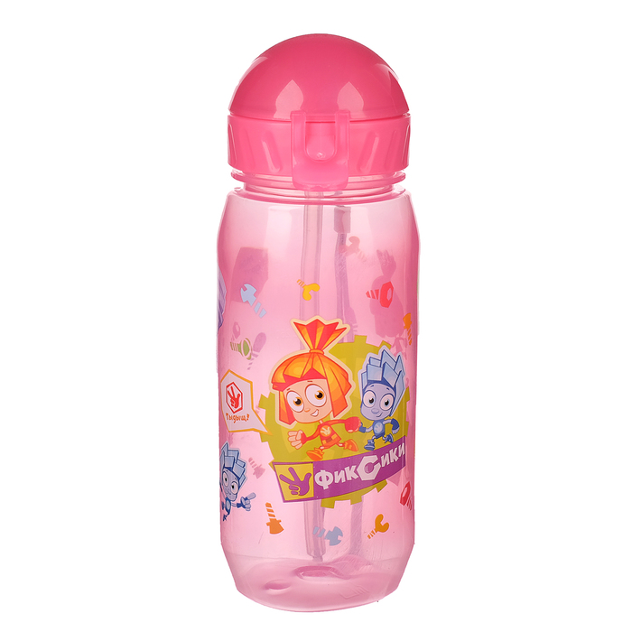 Поильник с трубочкой детский «Фиксики. Симка + Нолик» (мультяшки), 400 мл, на ремешке, цвета МИКС