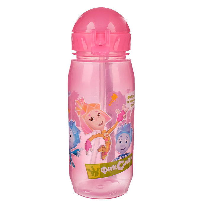 Поильник с трубочкой детский «Фиксики. Весёлый дуэт», 400 мл, на ремешке, цвета МИКС