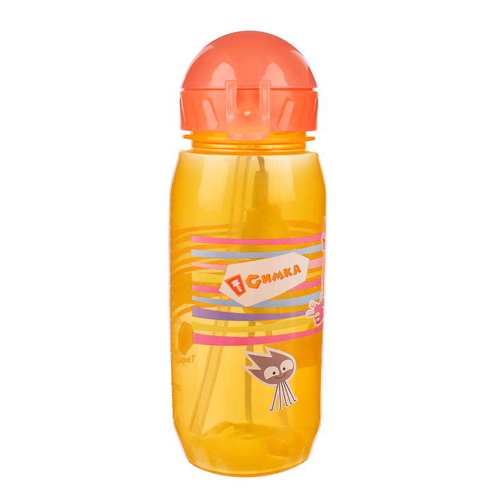 Поильник с трубочкой детский «Фиксики. Симка + Нолик» (полоски), 400 мл, на ремешке, цвета МИКС