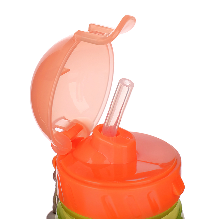 Поильник с трубочкой детский «Фиксики. Мальчики» (полоски), 400 мл, на ремешке, цвета МИКС