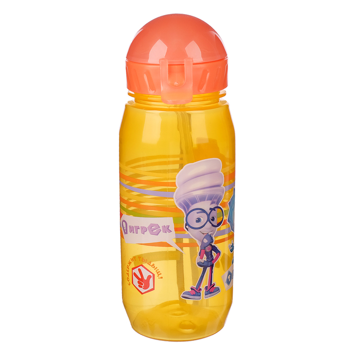 Поильник с трубочкой детский «Фиксики. Мальчики» (полоски), 400 мл, на ремешке, цвета МИКС