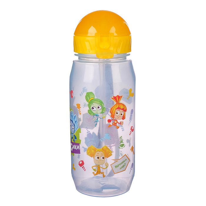 Поильник с трубочкой детский «Фиксики. Мальчики» (полоски), 400 мл, на ремешке, цвета МИКС