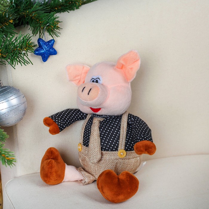 Мягкая игрушка "Поросёнок в рубашке и галстуке", 17 см