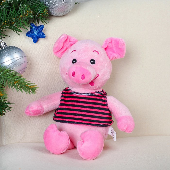 Мягкая игрушка "Поросёнок в полосатой футболке"