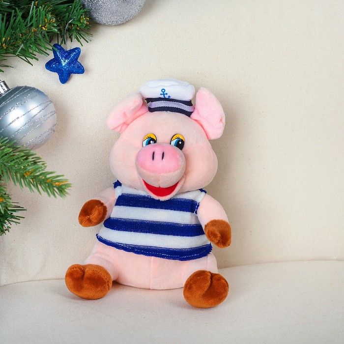 Мягкая игрушка "Поросёнок морячок", 17 см