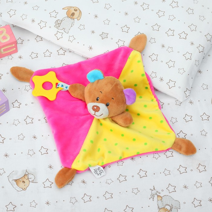 Комфортер "Медвежонок" разноцветные ушки, с грызунком