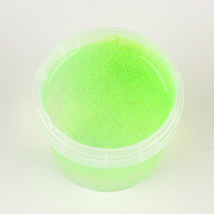 Слайм «Стекло»с переливающимися неоновыми блёстками, зелёный 100 г