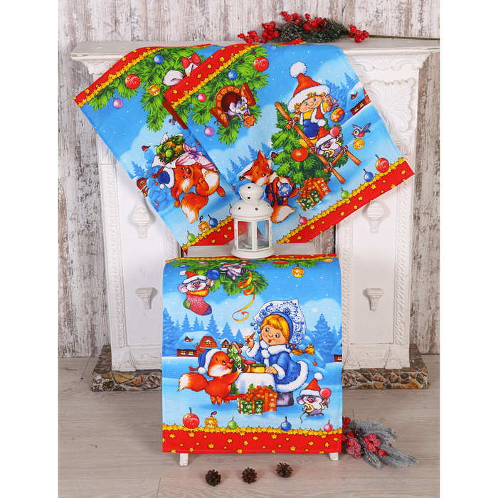 Набор полотенец DomoVita "Волшебный лес " вафля 170 г/м2, 45х60 см 3шт (в коробке), хл100%