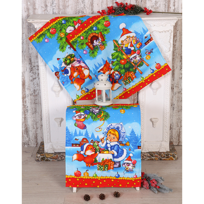 Набор полотенец DomoVita "Волшебный лес вафля 170 г/м2, 45х60 см 3шт (в пакете), хл100%