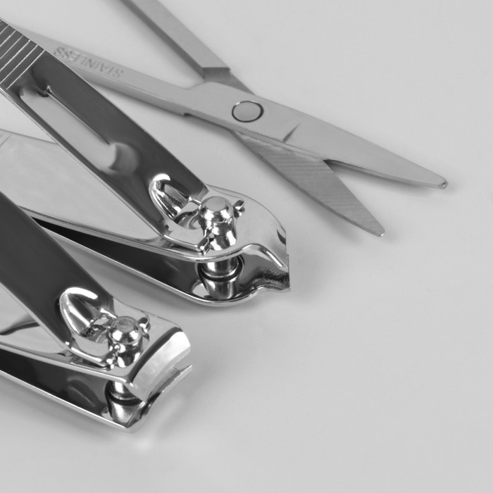 Набор маникюрный, 6 предметов, цвет розовый неоновый