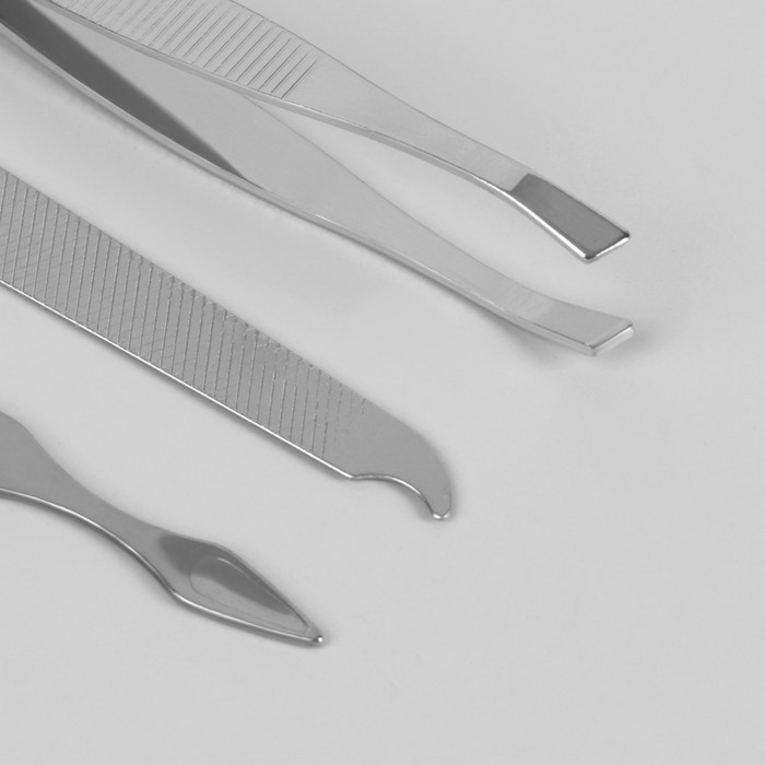 Набор маникюрный, 6 предметов, цвет розовый неоновый