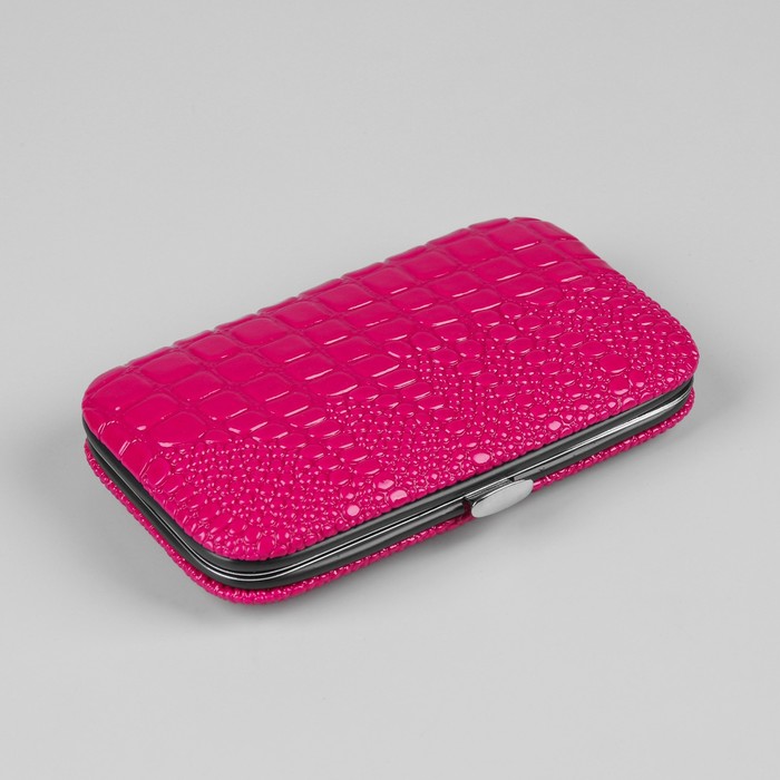 Набор маникюрный, 6 предметов, цвет розовый неоновый