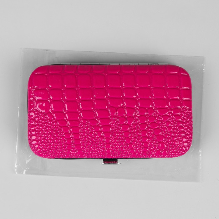 Набор маникюрный, 6 предметов, цвет розовый неоновый