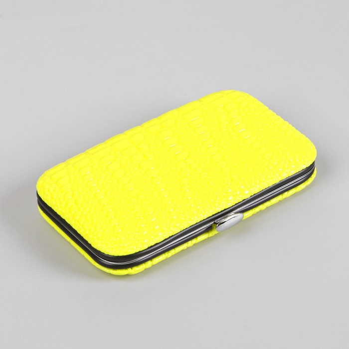 Набор маникюрный, 6 предметов, цвет жёлтый неоновый