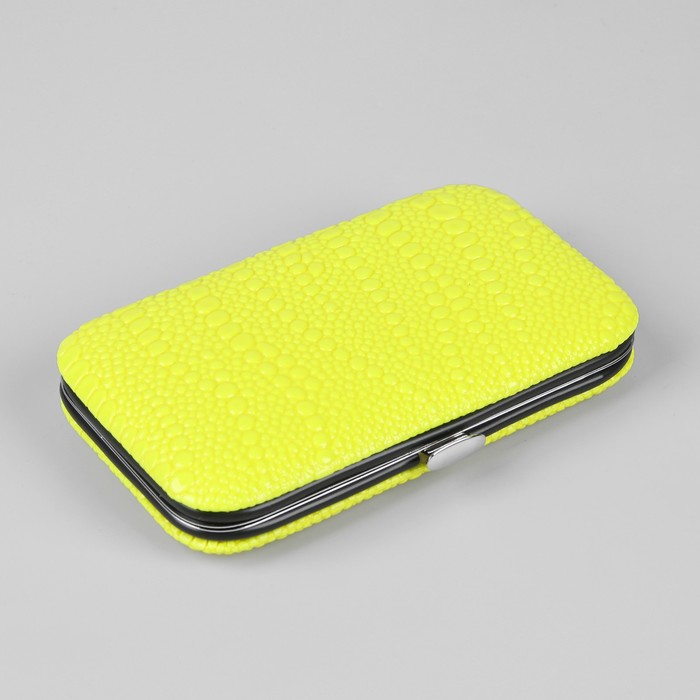 Набор маникюрный, 6 предметов, цвет жёлтый неоновый