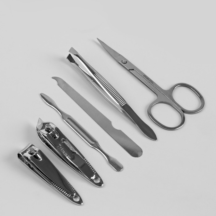 Набор маникюрный, 6 предметов, цвет красный