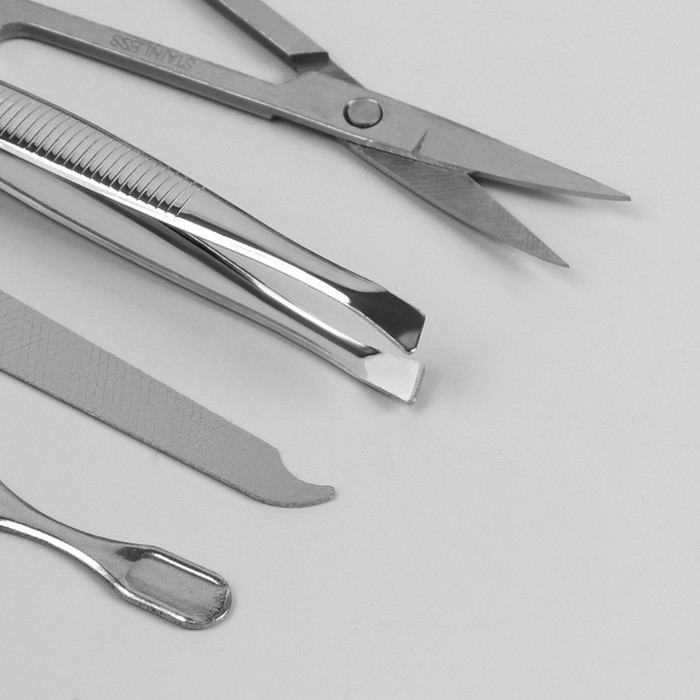 Набор маникюрный, 6 предметов, цвет красный