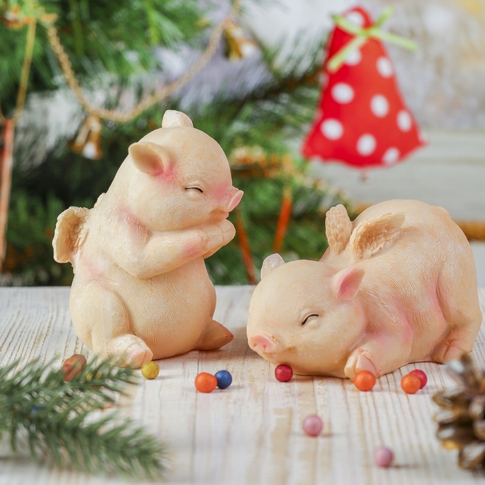 Сувенир полистоун "Хрюшка-ангел" МИКС 9,5х8,5х7 см