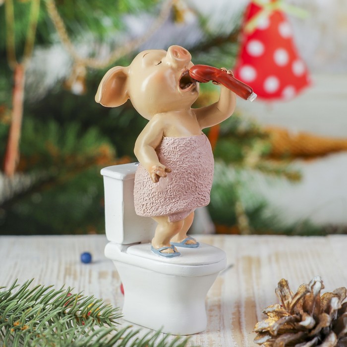 Сувенир полистоун "Хрюша певица" 6,5х6х13,5 см