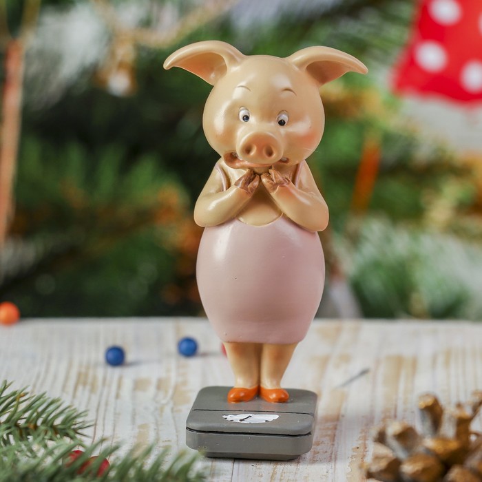 Сувенир полистоун "Весы и стройняшка Хрюша" 6х5,5х11,5 см