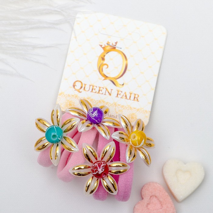 Резинка для волос "Лилия перелив" (цена за штуку) розовый,светло розовый