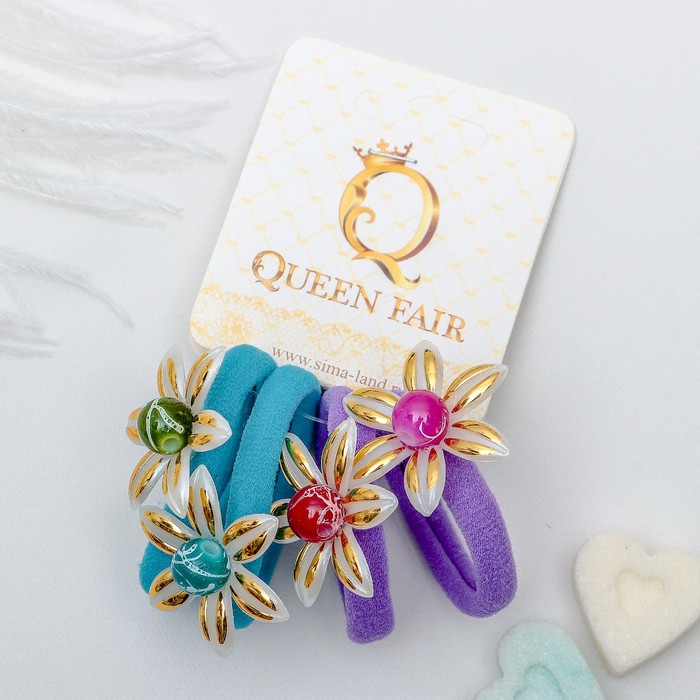 Резинка для волос "Лилия перелив" (цена за штуку) сиреневый,голубой