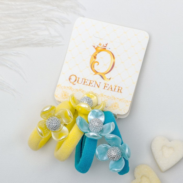 Резинка для волос "Купавка цветная" (цена за штуку) желтый,голубой