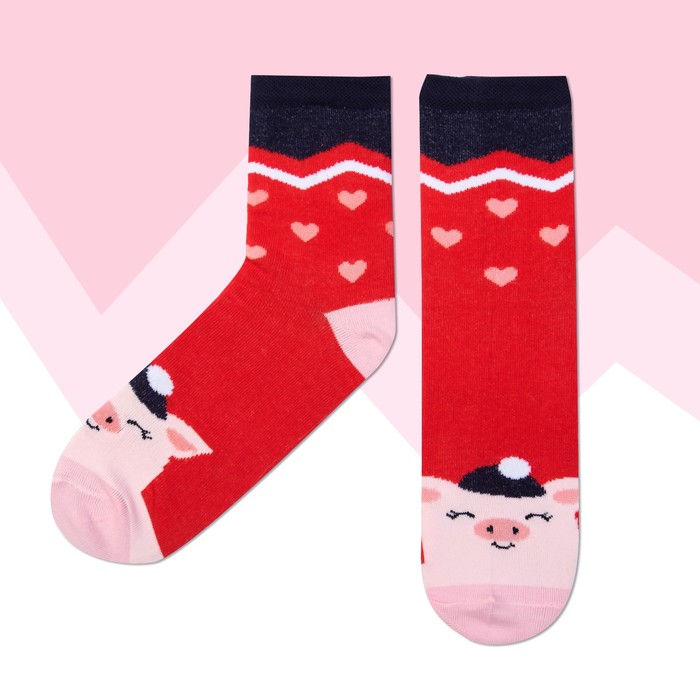 Носки женские "Хрюша" р-р 36-40 (23-25 см) 80% хл, 15% п/э, 5% эл