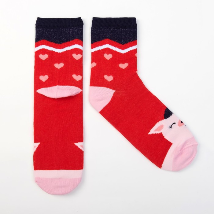 Носки женские "Хрюша" р-р 36-40 (23-25 см) 80% хл, 15% п/э, 5% эл