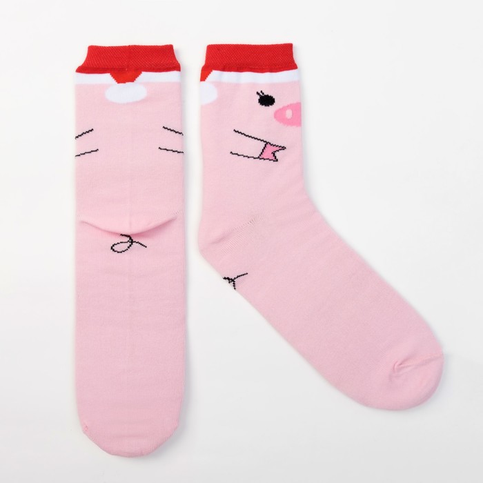 Носки женские "New Year pig " р-р 36-40 (23-25 см) 80% хл, 15% п/э, 5% эл