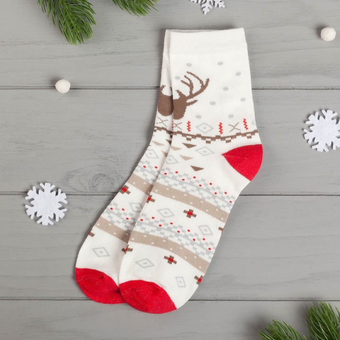 Носки женские "Новогодние" р-р 36-40 (23-25 см) 80% хл, 15% п/э, 5% эл