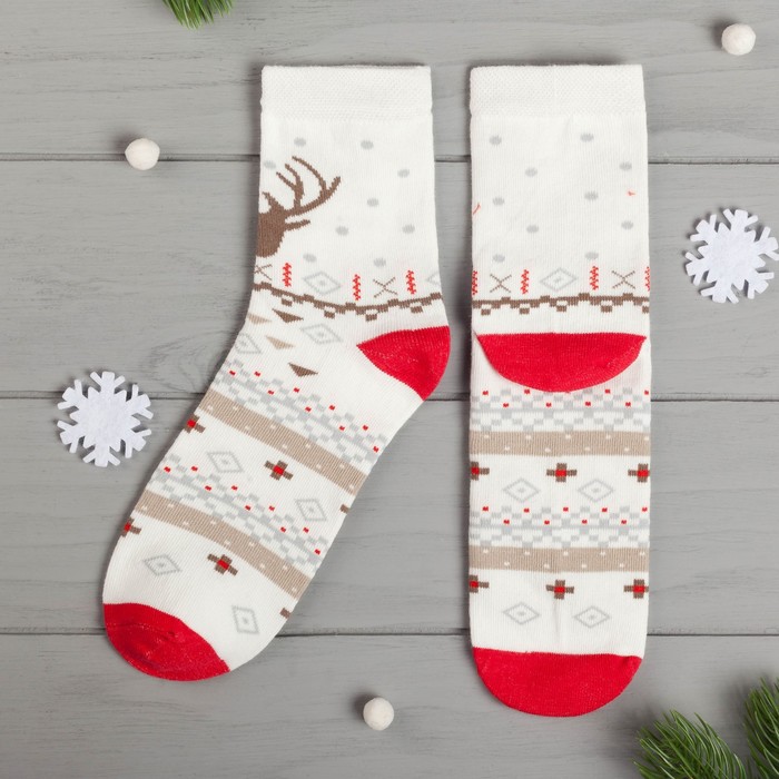 Носки женские "Новогодние" р-р 36-40 (23-25 см) 80% хл, 15% п/э, 5% эл