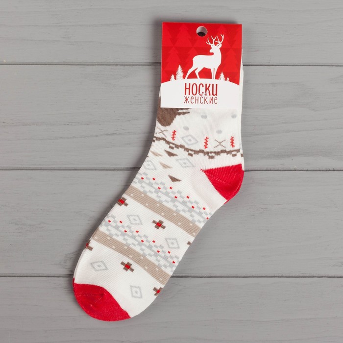 Носки женские "Новогодние" р-р 36-40 (23-25 см) 80% хл, 15% п/э, 5% эл