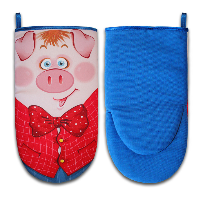 Прихватка рукавица-лягушка "Мистер Свин" 30 см, габардин,ваф.п,160 г/м2,100% хл