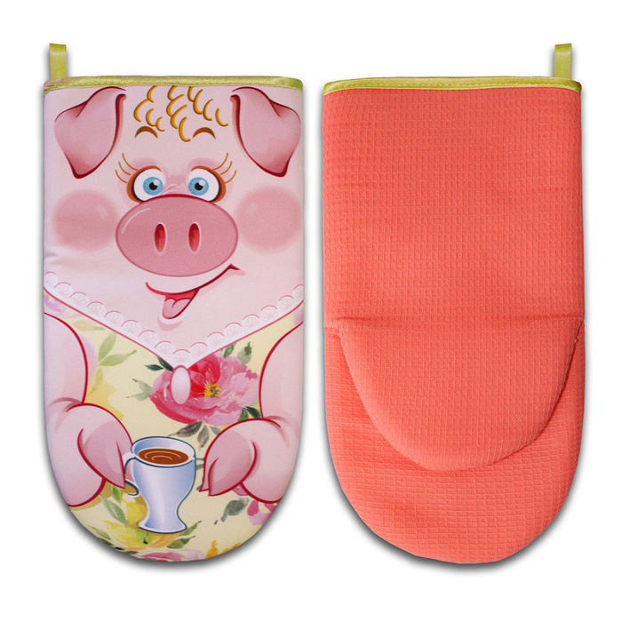 Прихватка рукавица-лягушка "Миссис Свин" 30 см, габардин,ваф.п,160 г/м2,100% хл