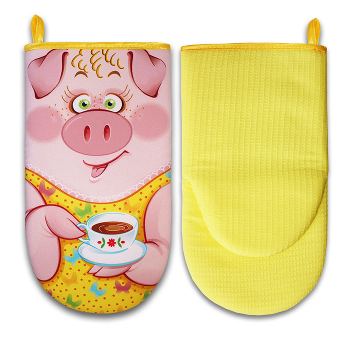 Прихватка рукавица-лягушка "Свинка Фаня" 30 см, габардин,ваф.п,160 г/м2,100% хл